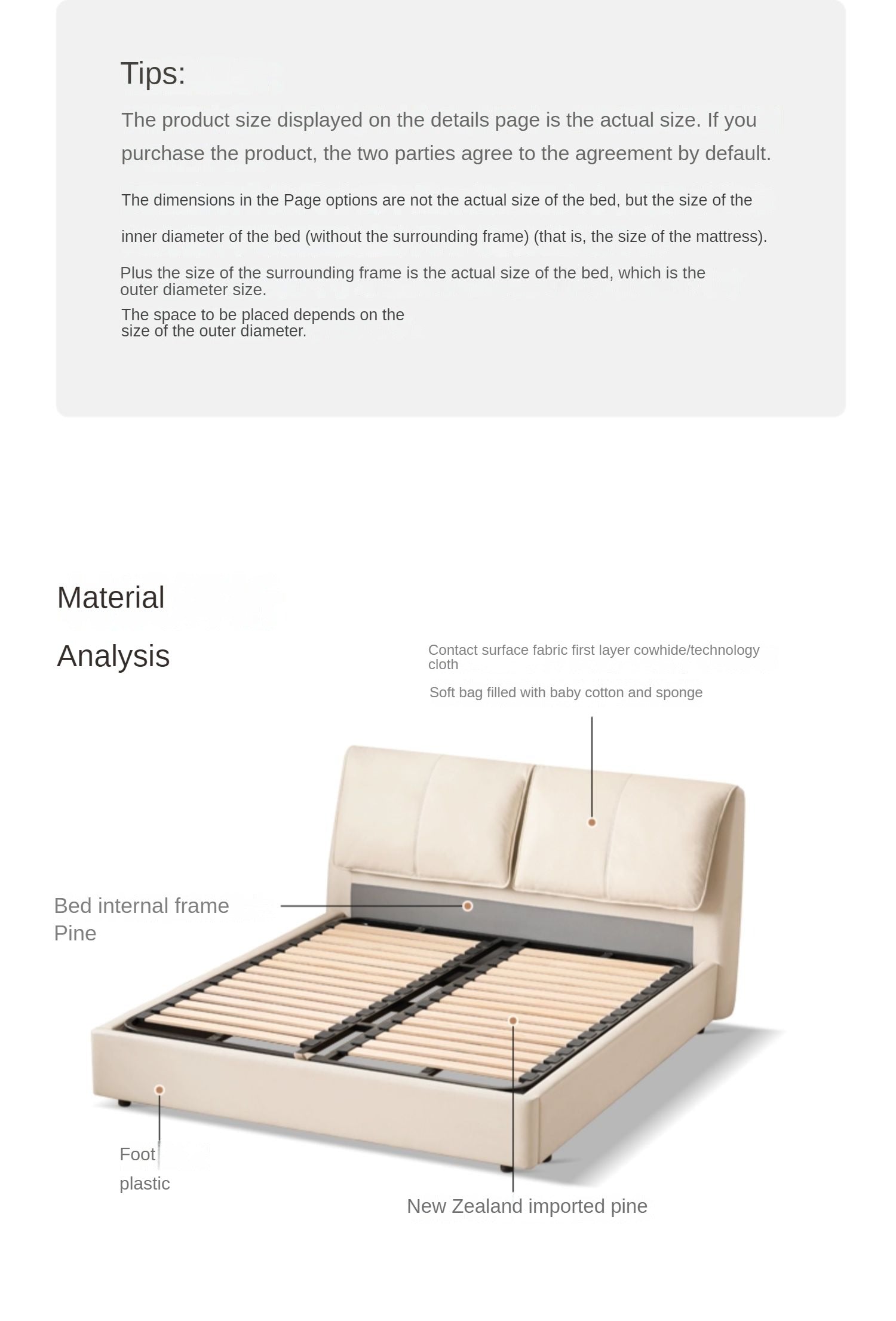 Genuine leather, Technology Cloth Box Bed Storage Soft Milk ")