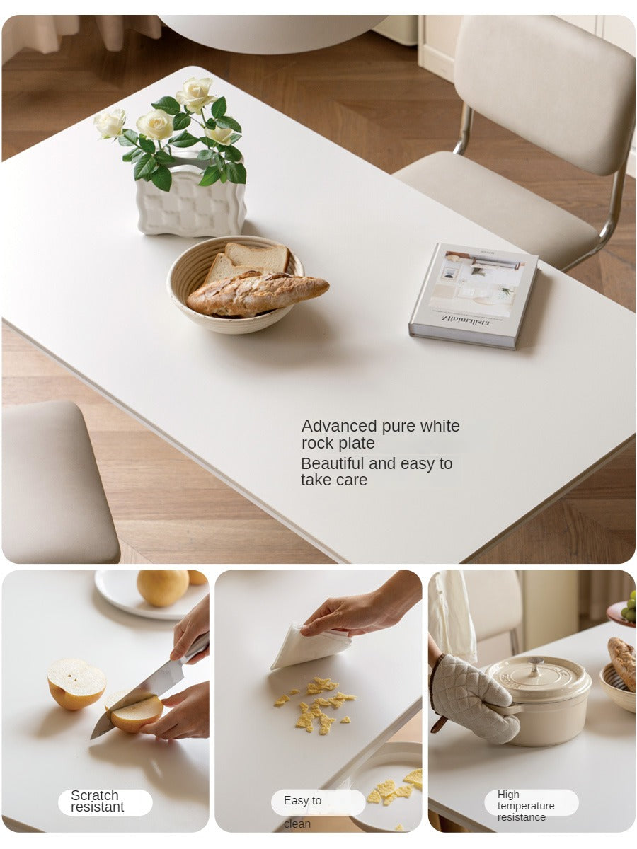 Iron-cream rock slab dining table"