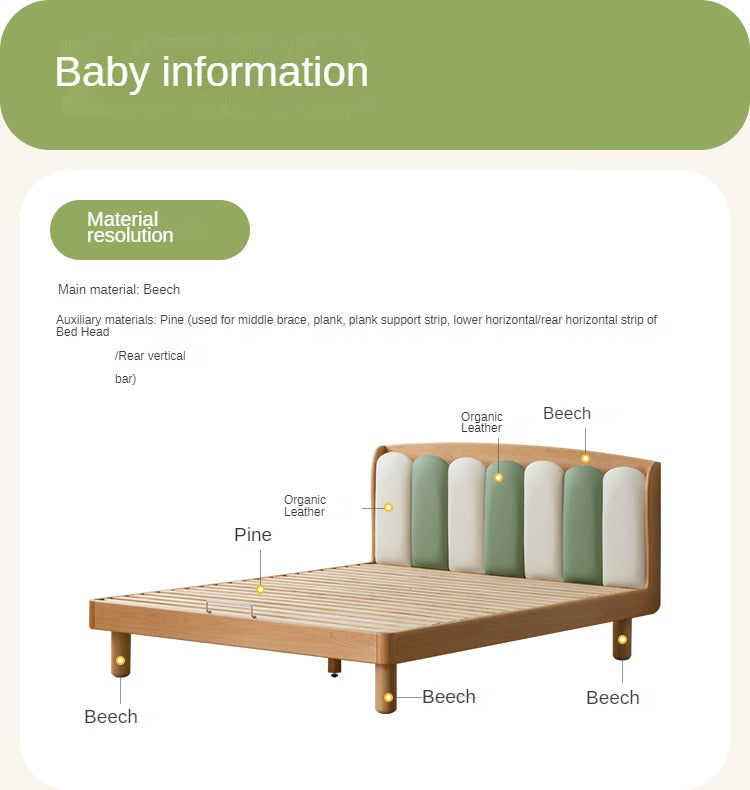 Beech Solid Wood Soft Single Kid's Bed