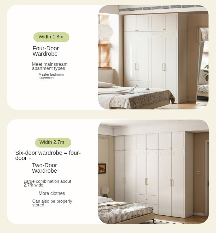 Pine Solid Wood Wardrobe French Cream Style