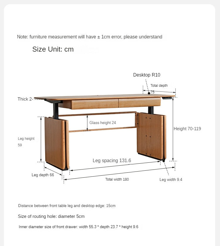Lifting Standing desk Cherry wood, Oak solid wood'