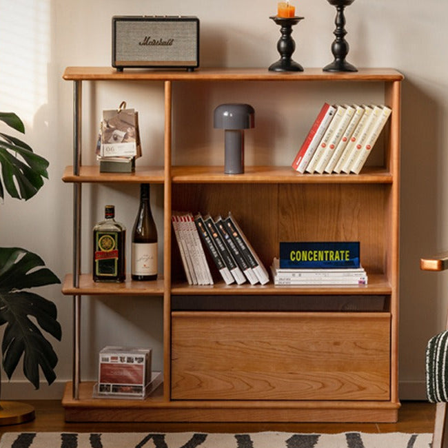 Cherry Solid Wood  Retro Partition Bookcase