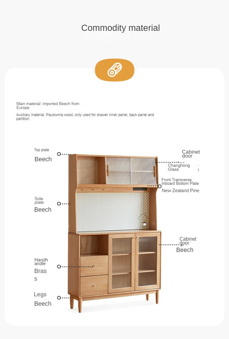 Beech Solid Wood Ultra-Thin Sideboard