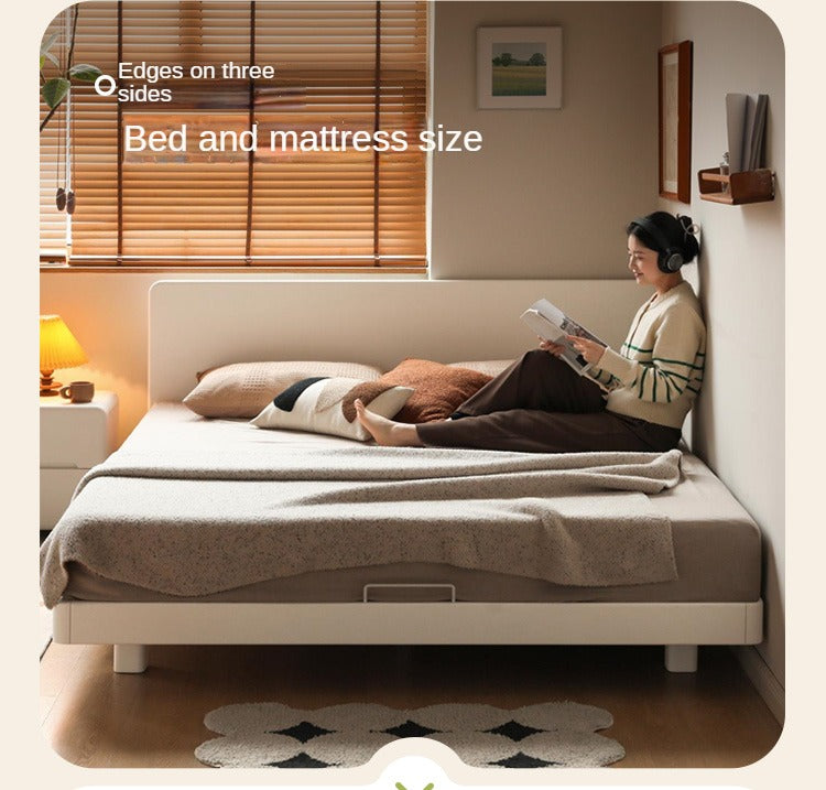 Poplar solid wood bed modern simple cream style<