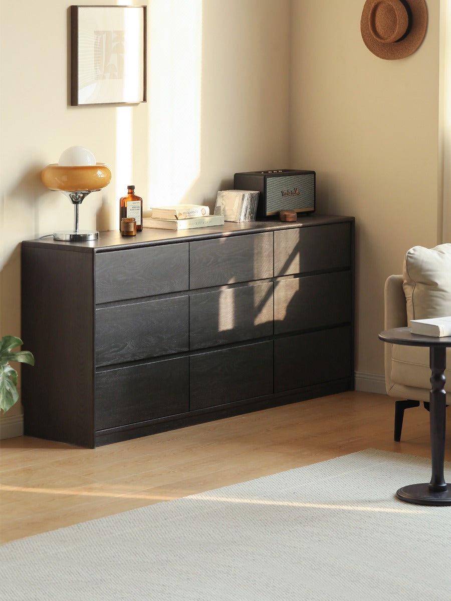 Oak solid wood Black chest of drawers)