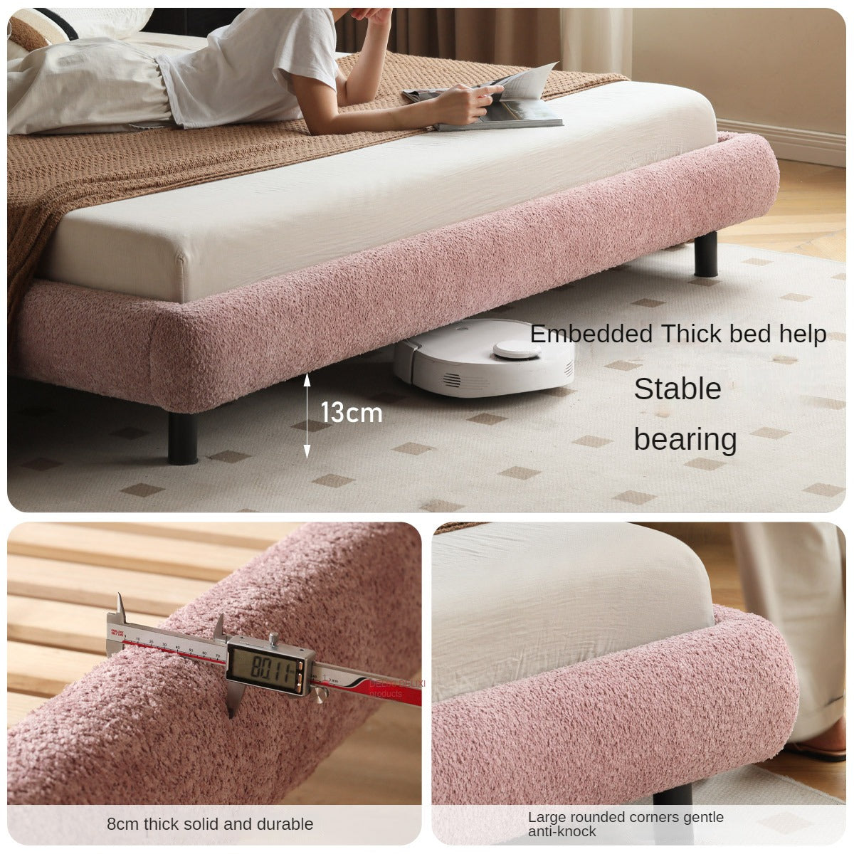 Pink Fabric light luxury big bed