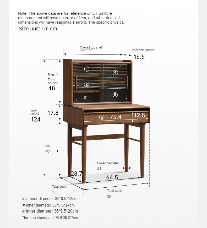 Black Walnut Solid Wood Light Luxury Dressing Table