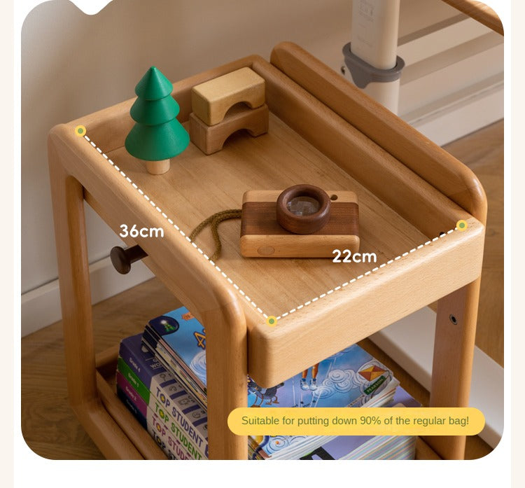 Beech Solid Wood Children's Under-the-Table Mobile Modern Storage Rack