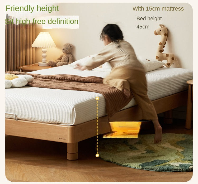 Beech Solid Wood Children's Splicing platform bed, headboard-free bed