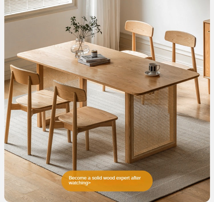 Dining Table Rattan Oak solid wood "