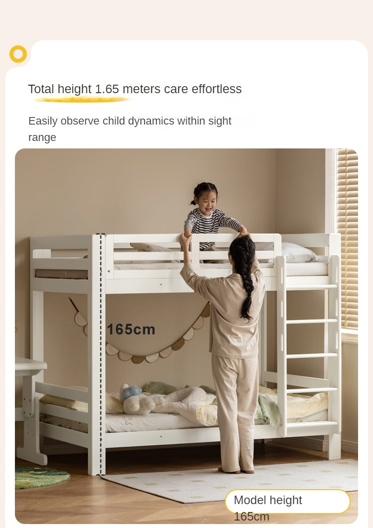 Birch Solid Wood Children's Bunk Bed Cream Style White.