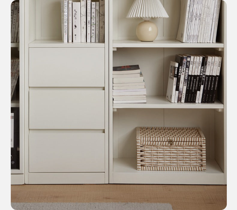 Poplar Solid Wood Bookcase Cream Style