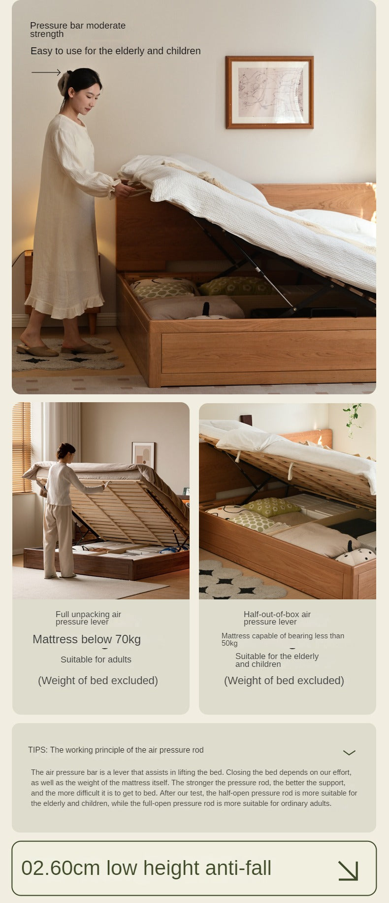 Cherry Solid Wood Box Bed <