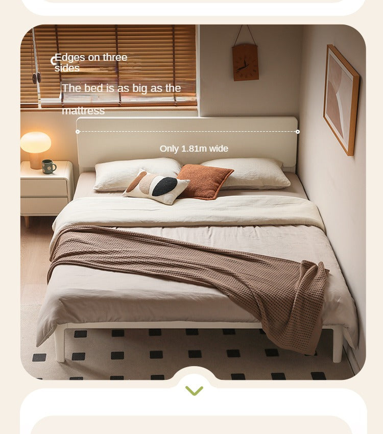 Poplar solid wood bed modern simple cream style<