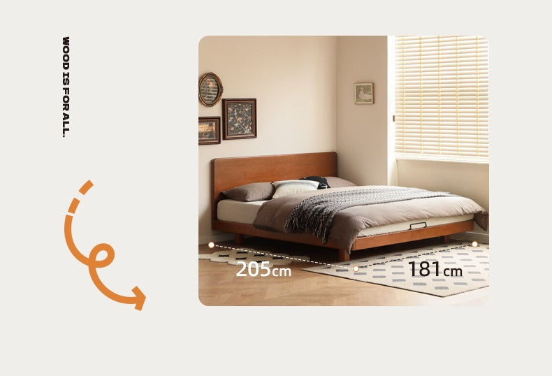 Poplar solid wood retro edge bed<