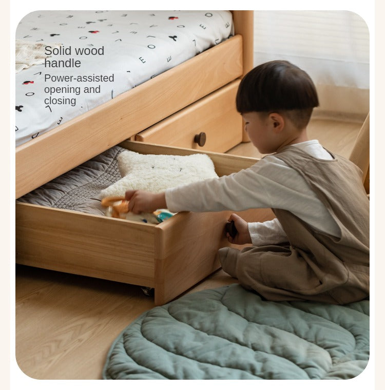 Beech Solid Wood Children's Cabinet Integrated Bed