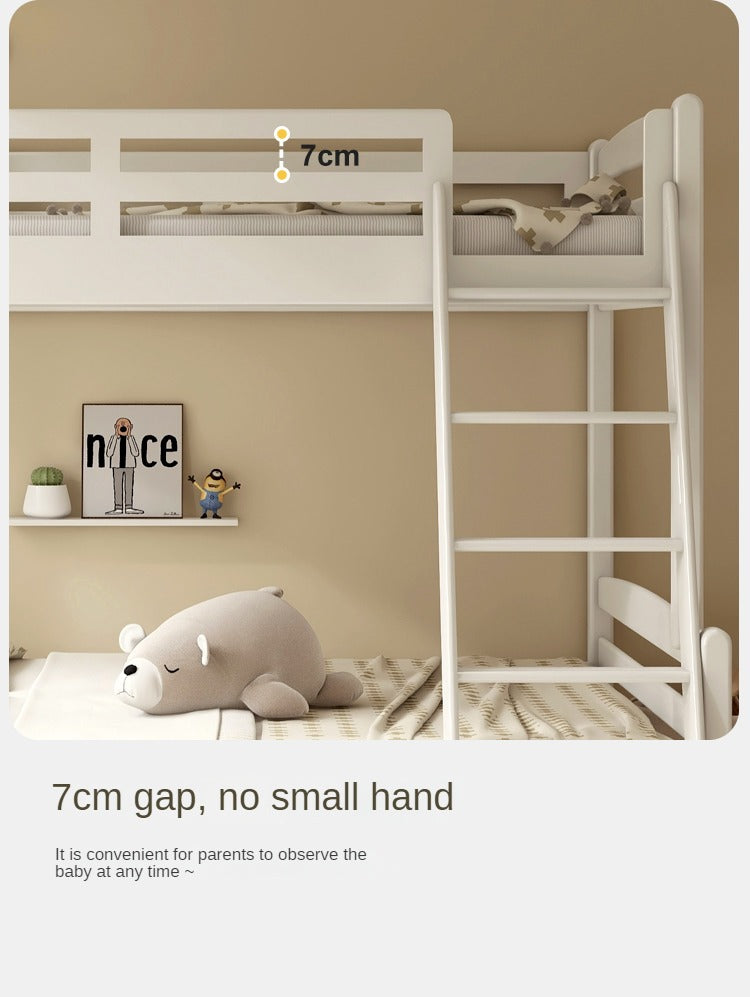 Beech, Birch solid wood children's bunk bed white detachable bed.