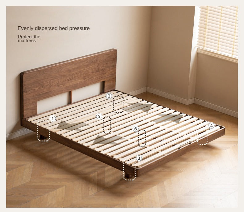 Black Walnut Solid Wood Floating Bed