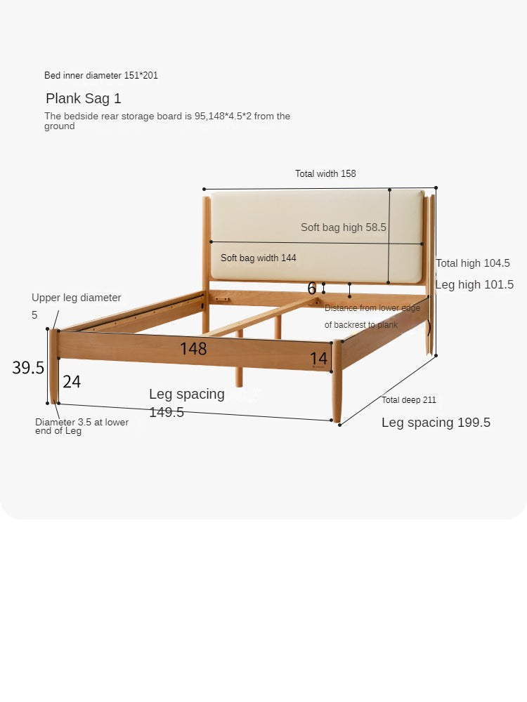 Beech, Oak Solid Wood Children's Soft Single Bed