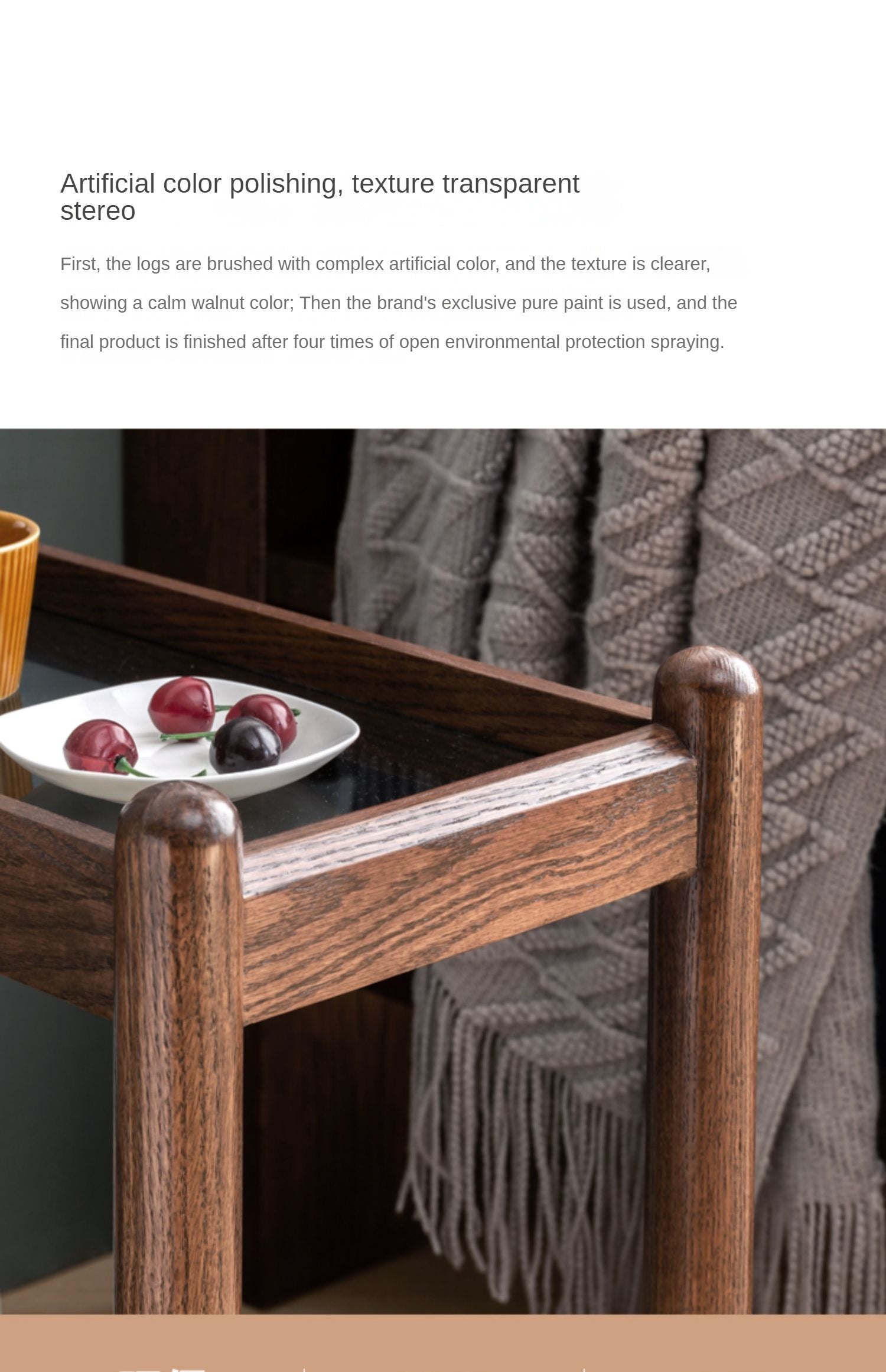 Oak Solid wood Mobile storage side table-