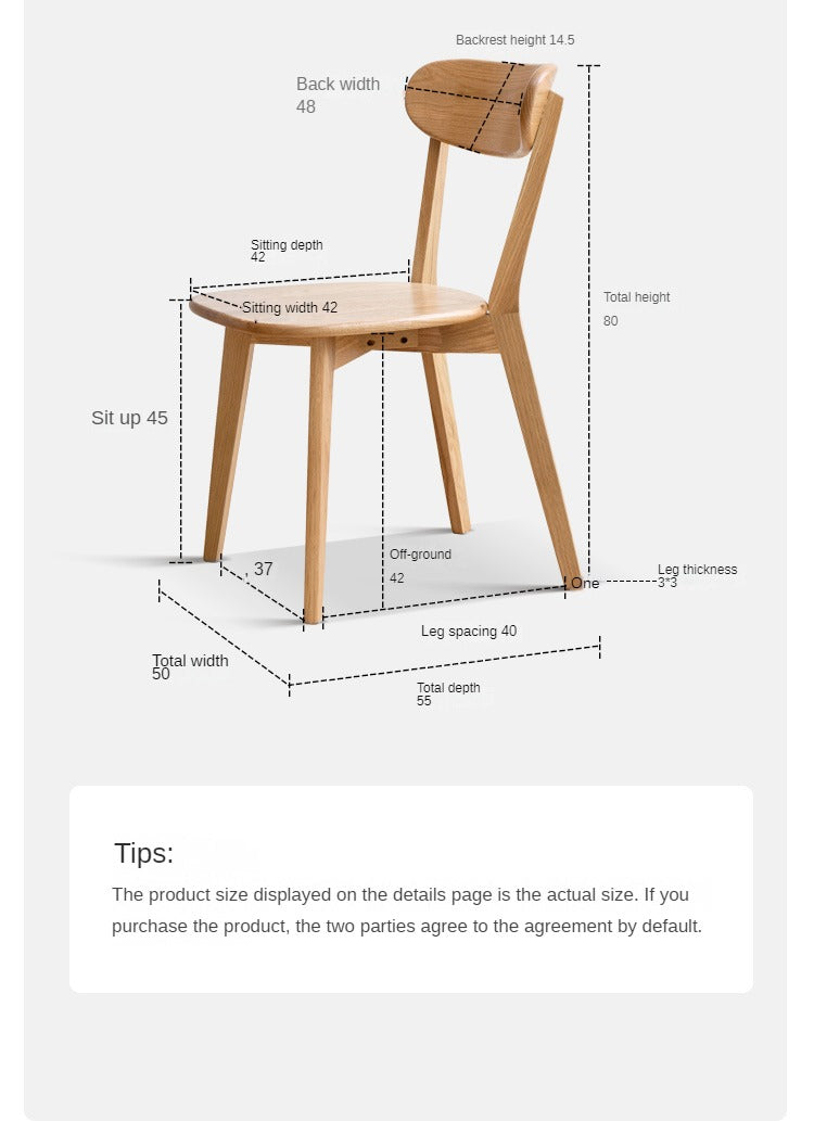 solid wood dining chair Nordic oak back chair home leisure chair modern minimalist restaurant dining chair