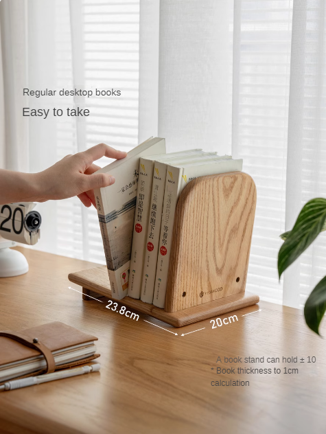 Oak Solid Wood Modern Desktop Small Bookshelf