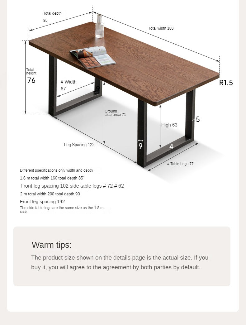 Oak solid wood dining table American industrial style