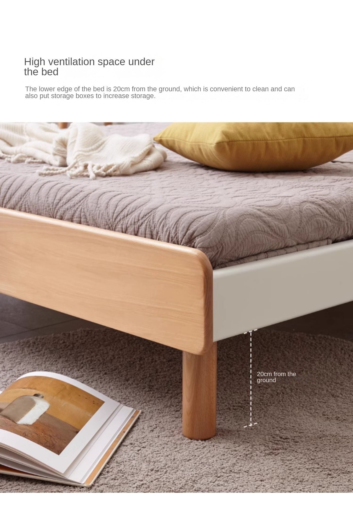 European Beech Solid Wood Modern Double Bed