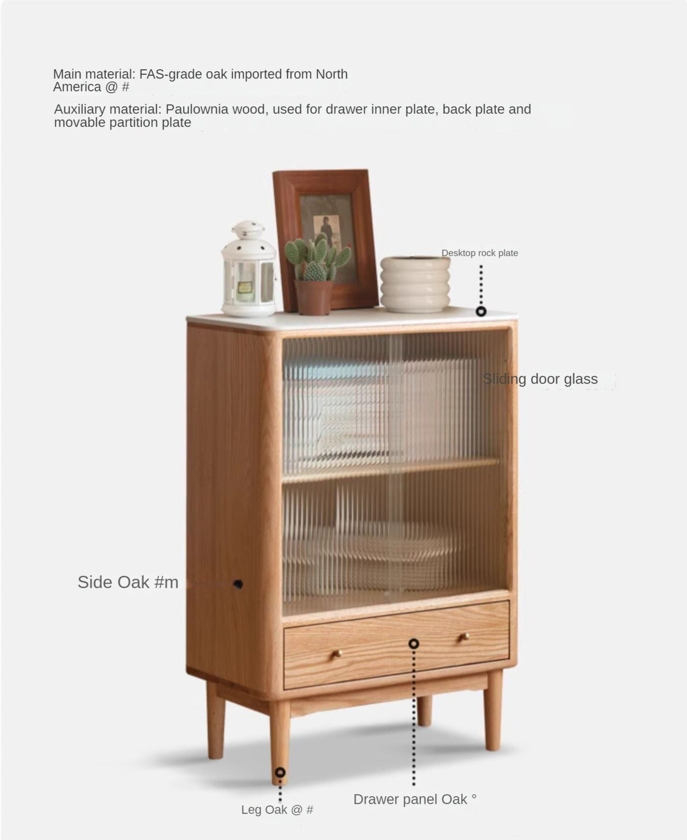 Oak Solid Wood Rock Side Cabinet