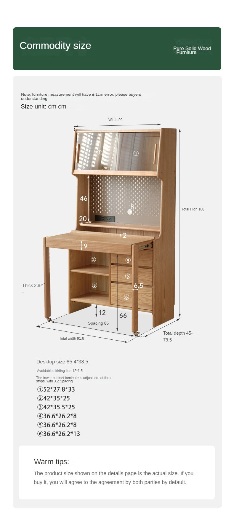 Oak solid wood modern modern retractable desk integrated bookcase