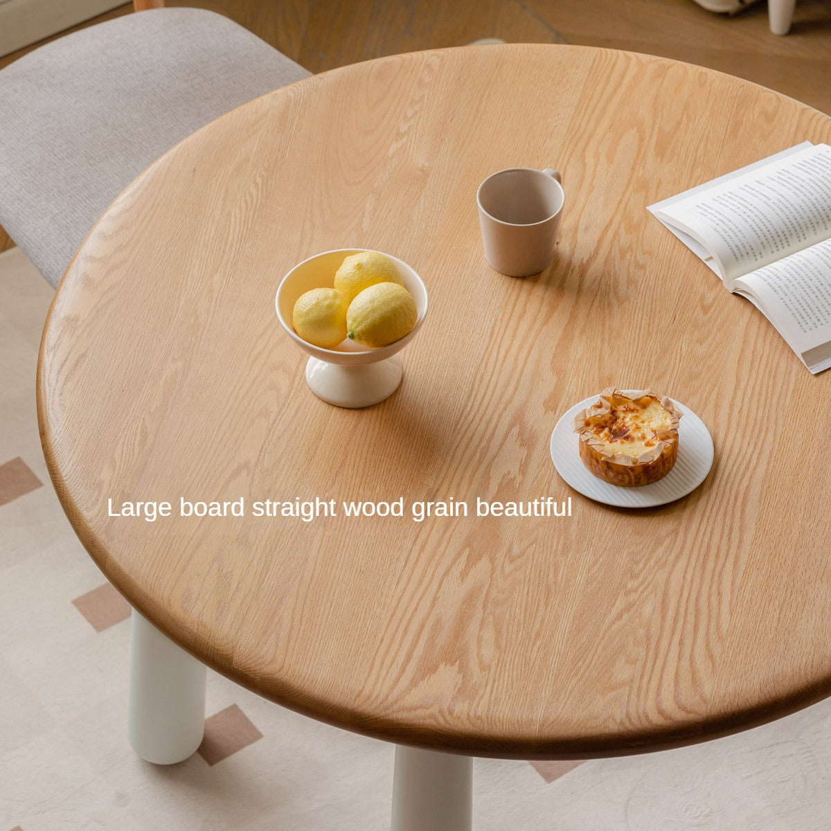 Oak Solid Wood Modern Round Negotiation Dining Table