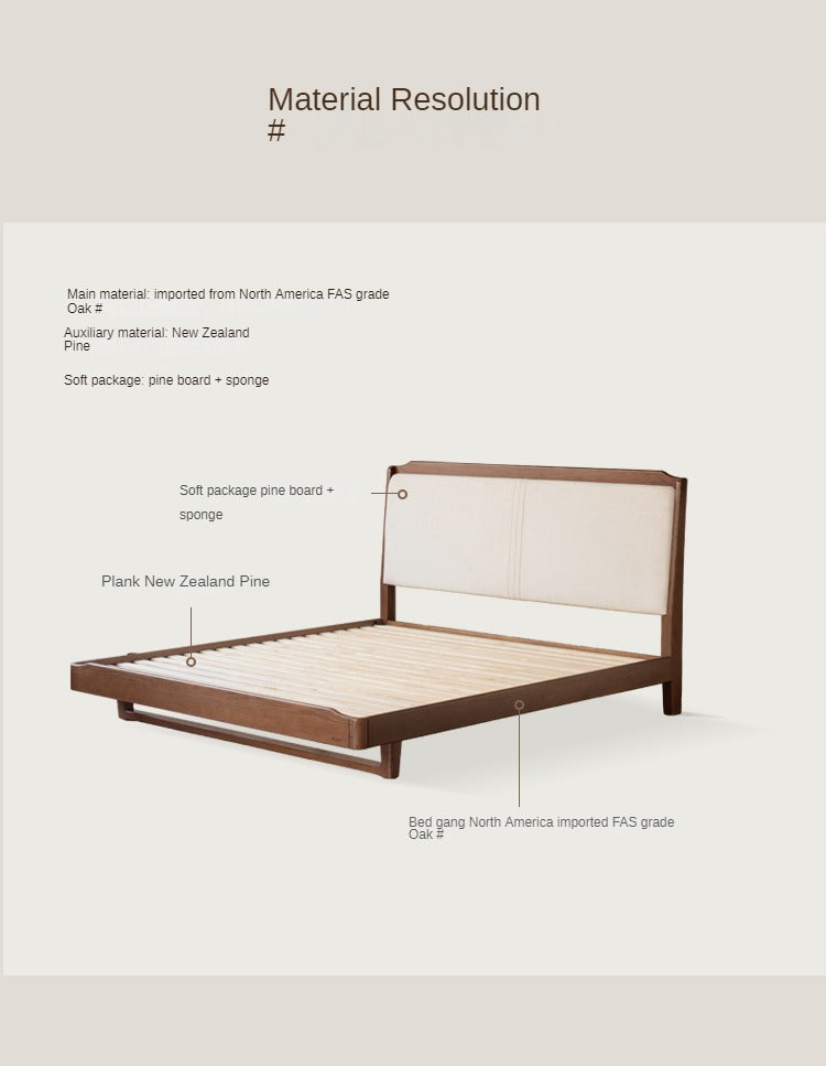 Oak Solid Wood Leather Soft Bed