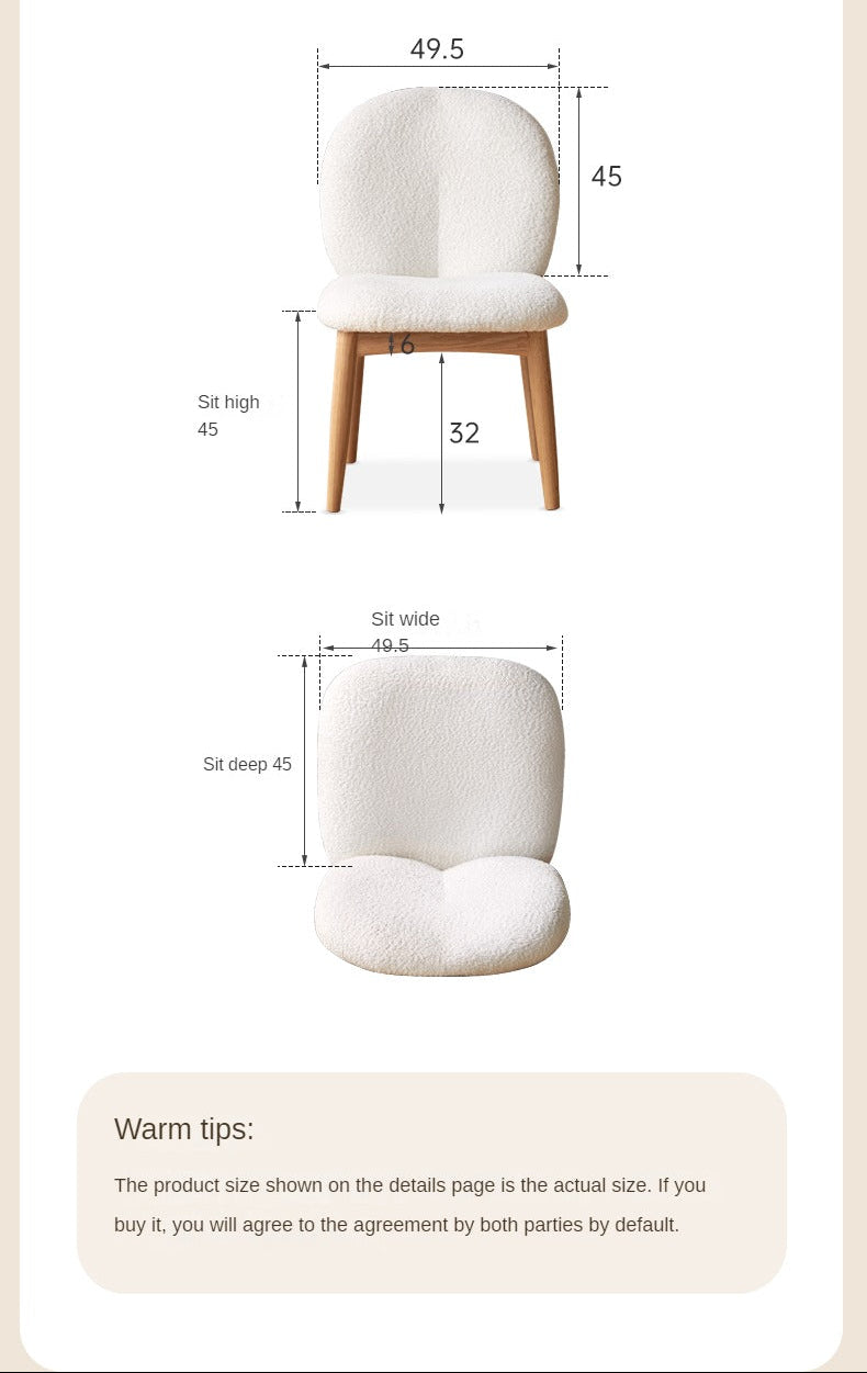 Oak Solid Wood Leisure Soft Chair Study Cream Style