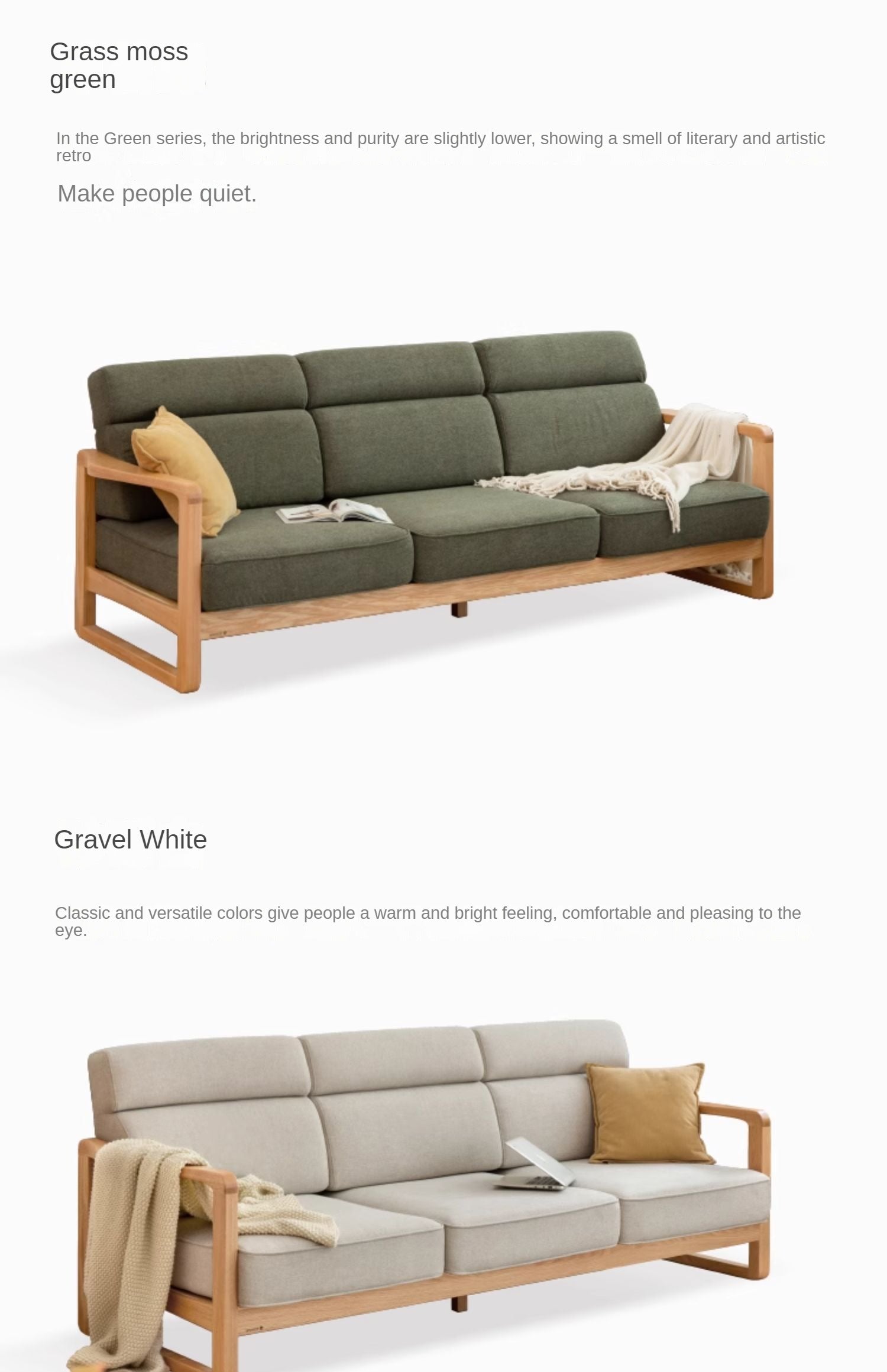Oak solid wood new style fabric sofa)