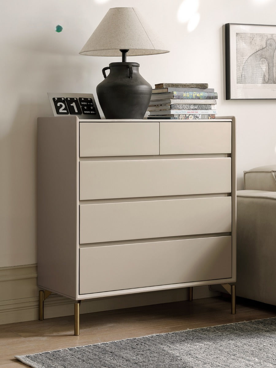 Poplar solid wood" Italian minimalist chest of drawers light luxury slate)