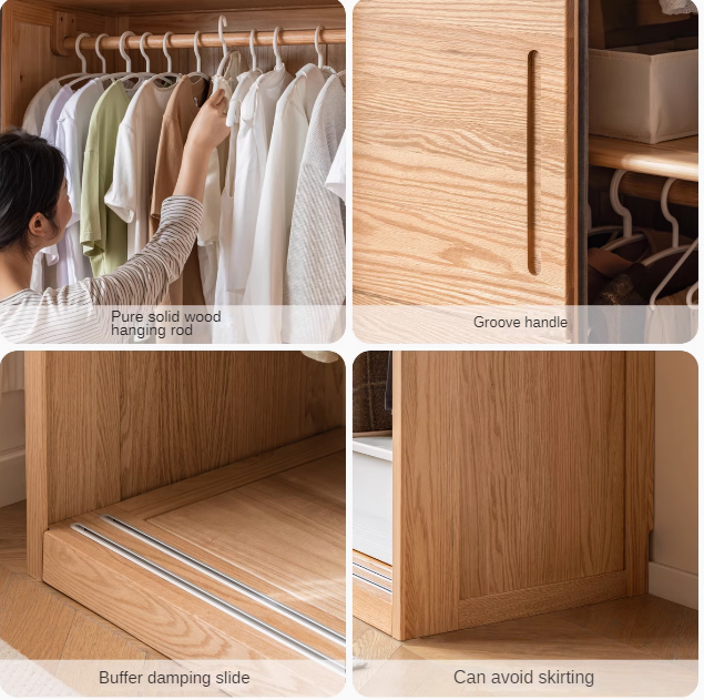 Oak Solid Wood Sliding Door Wardrobe