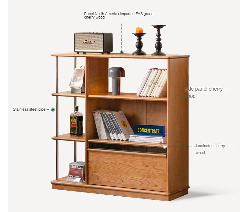 Cherry Solid Wood  Retro Partition Bookcase