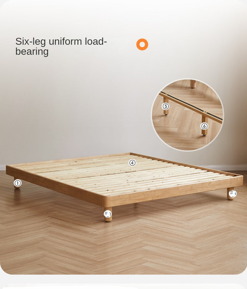 Pine Solid Wood Minimalist platform bed, headboard-free bed