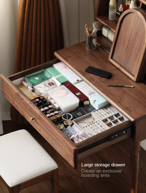 Black Walnut Solid Wood French Retro Dressing Table