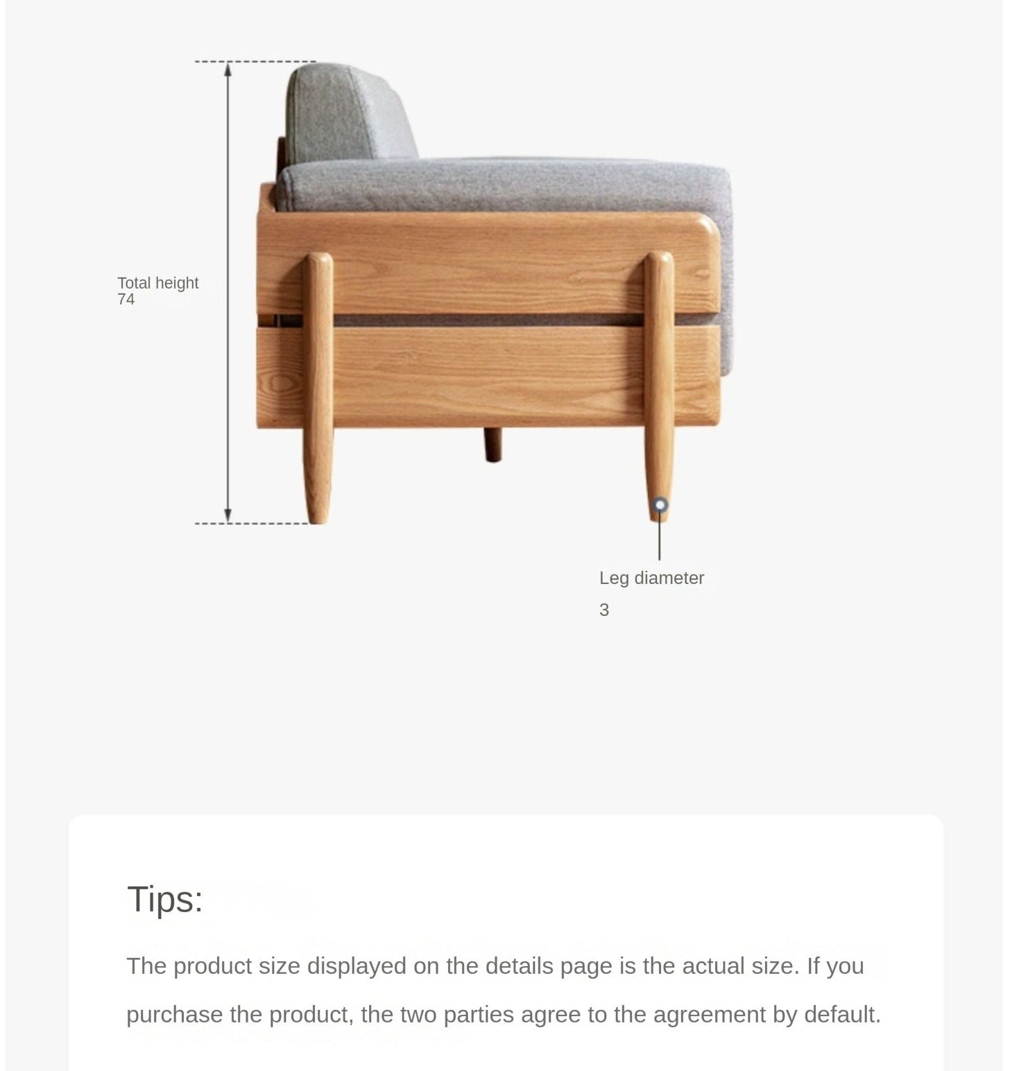Ash Solid Wood Fabric Sofa)