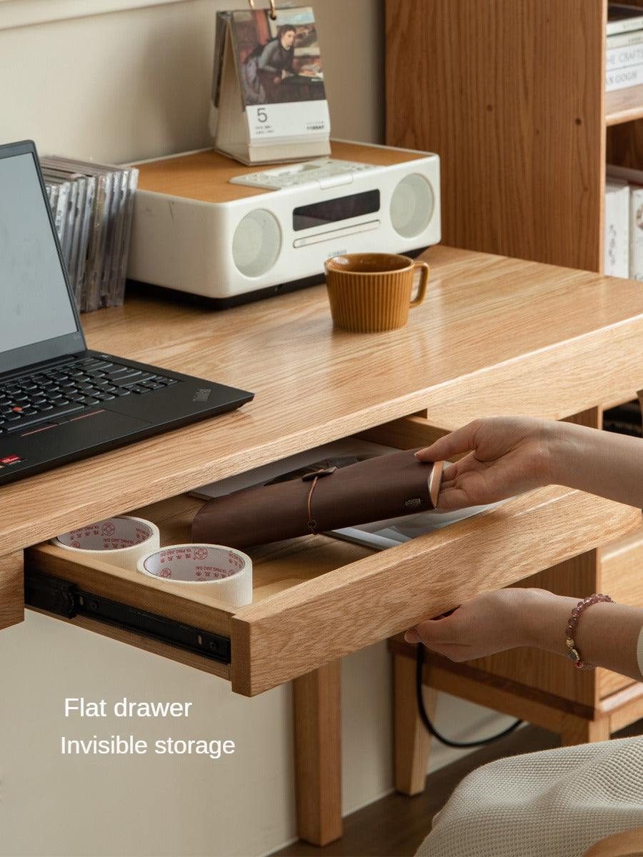 Oak, Beech Solid Wood Shelves Office Desk