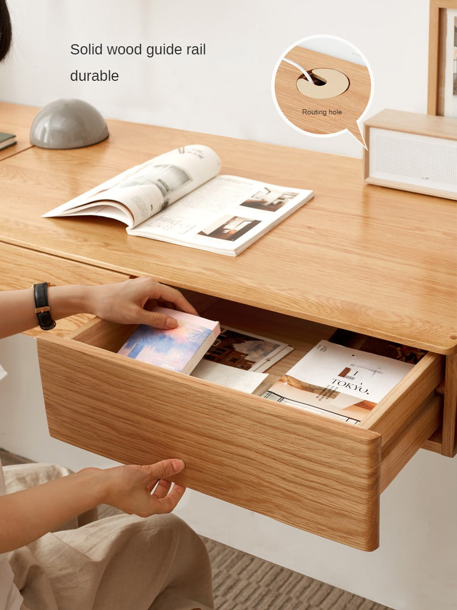 Hanging office desk Oak solid wood-