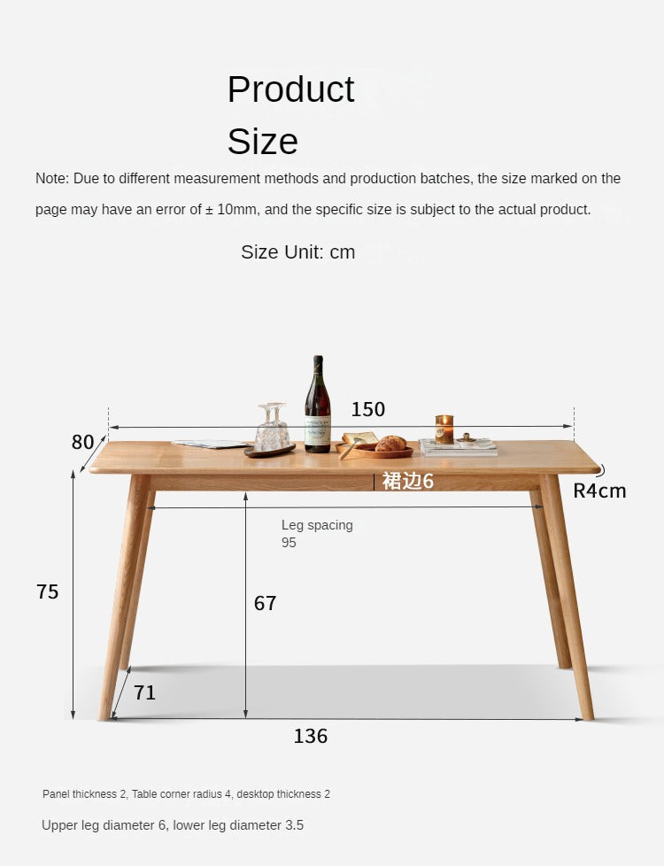 Oak solid wood dining table"