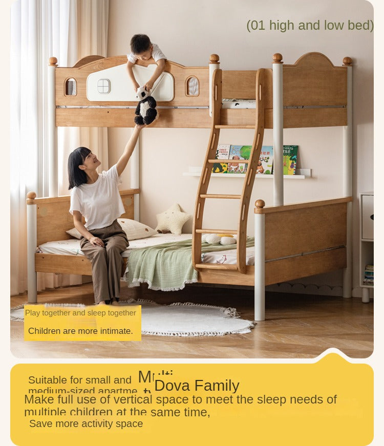 Rubber Solid Wood Children's Bunk Bed