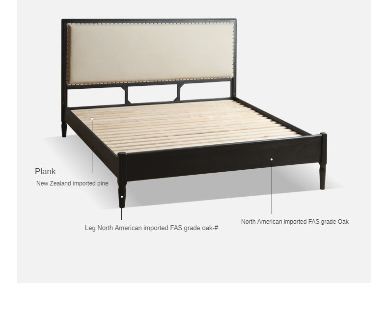 Oak Solid Wood Technology Fabric Soft Bed<