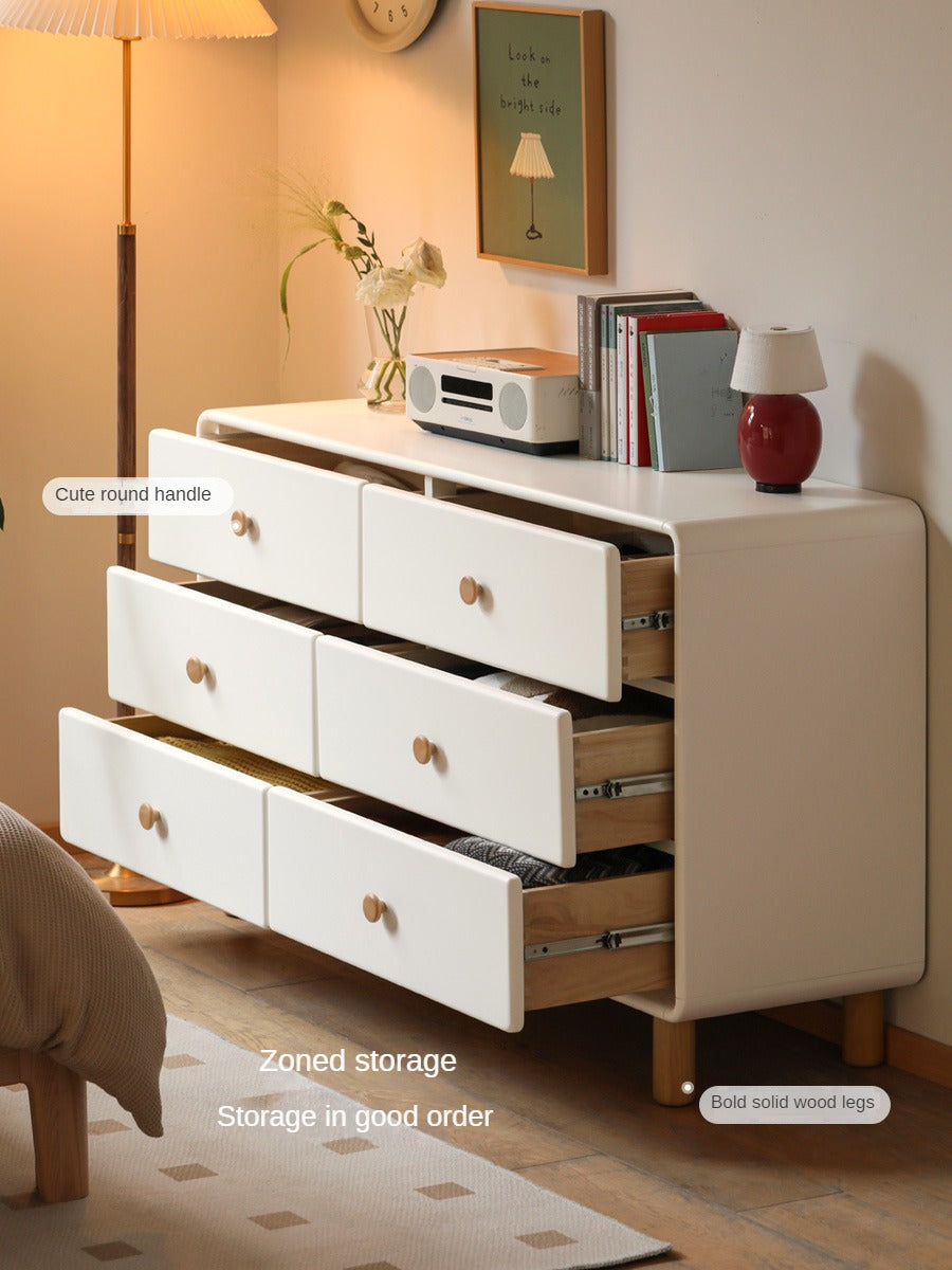 Poplar, Oak Solid Wood Cream Style Chest of Drawers