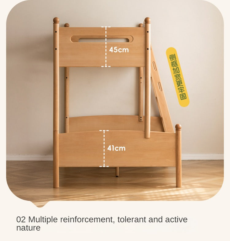 Beech solid wood children's bunk bed.