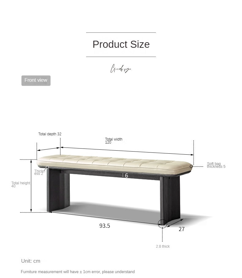 Oak Solid Wood Luxury Soft Bench with wide and thick legs