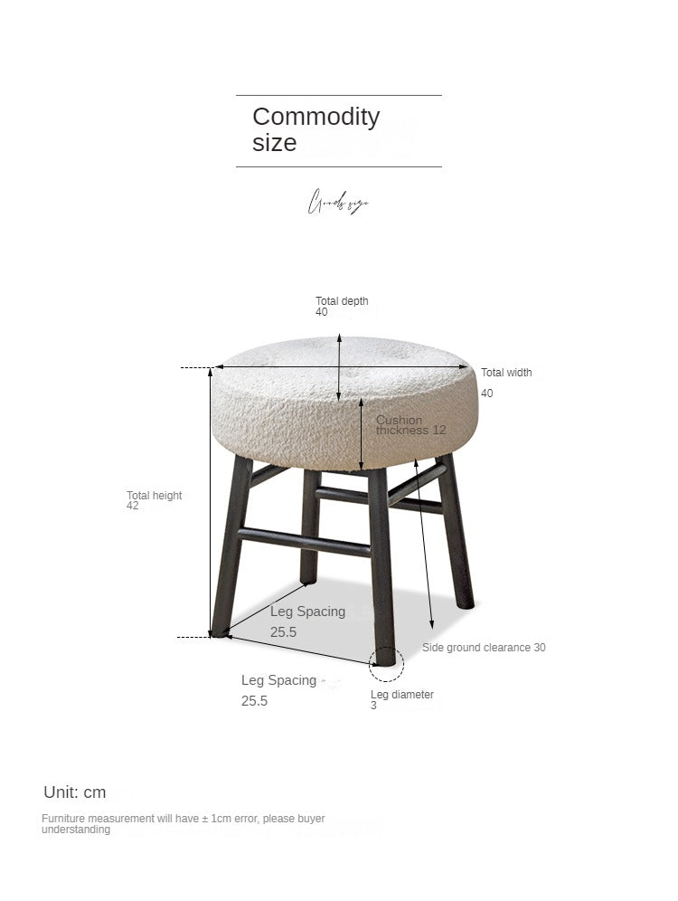 Oak Solid Wood Nordic Light Luxury Style Makeup Stool