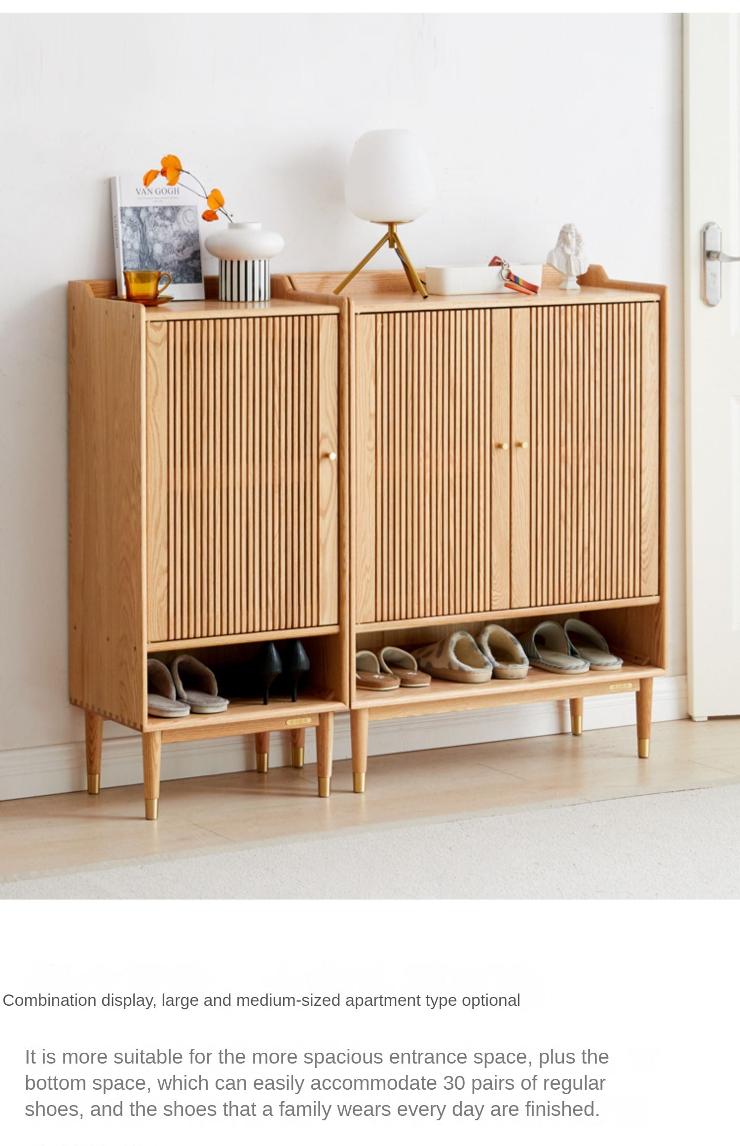 Oak modern Nordic small shoe cabinet